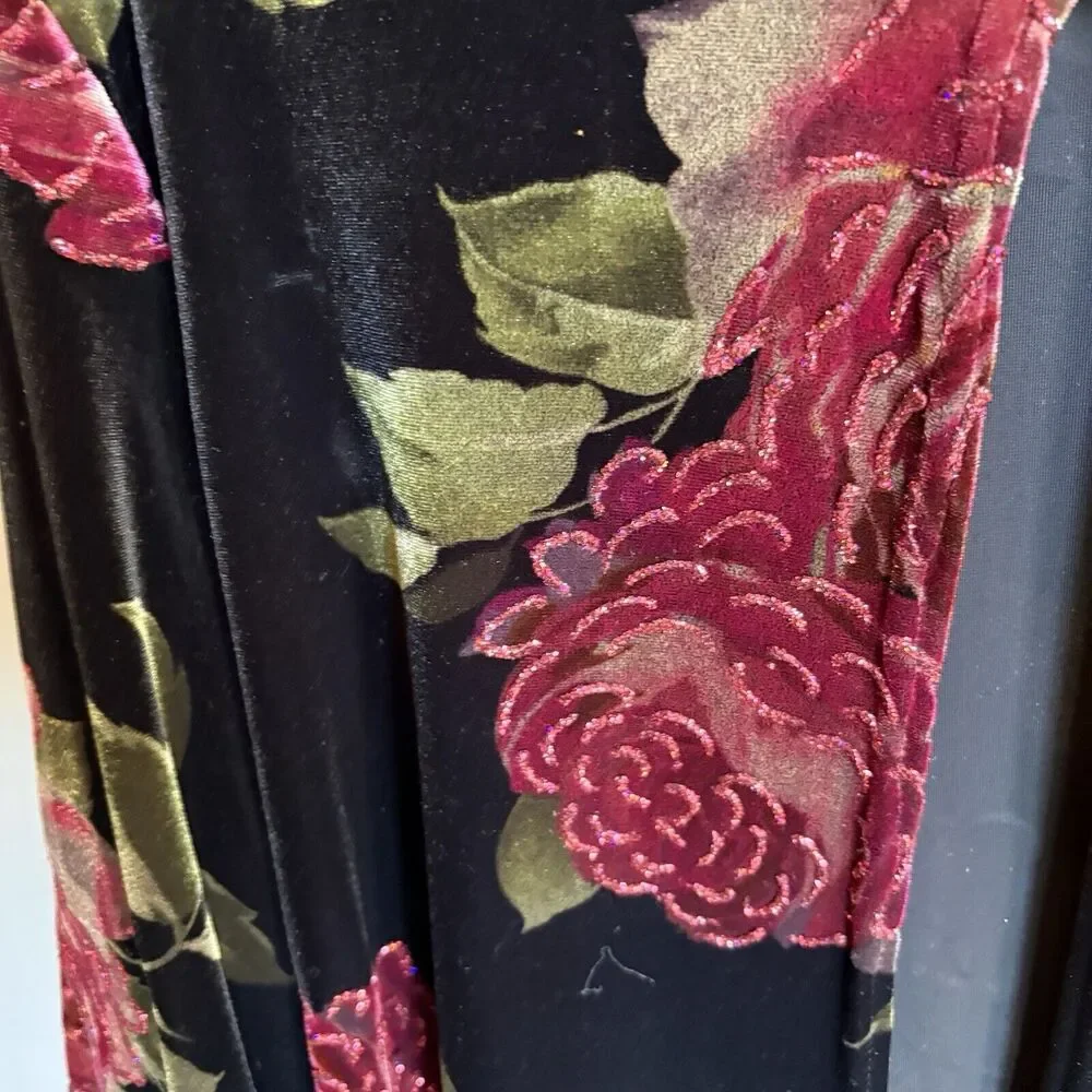 Sweetheart Jeffrey‎ & Dara  Velvet Burnout Red Rose Jacket Size 18W wearable Art
